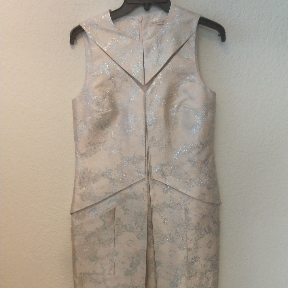 Christopher Kane Pink Metallic Floral Shift Dress US4/UK8